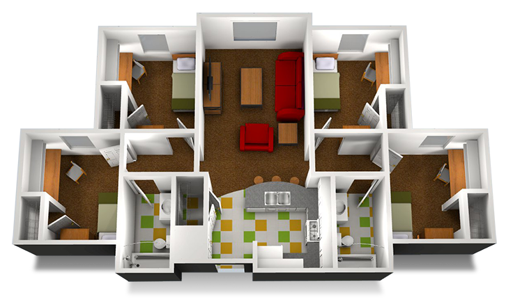4 Bedroom 3D Floor plan rendering